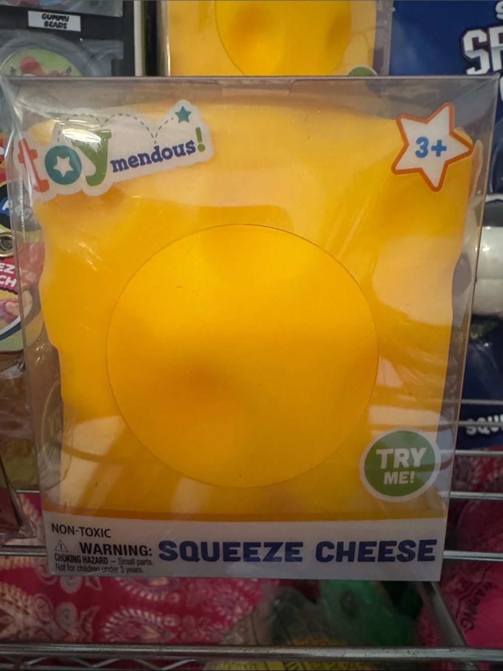 Squeeze Cheese Stress Toy - Yellow by (no brand visible)
